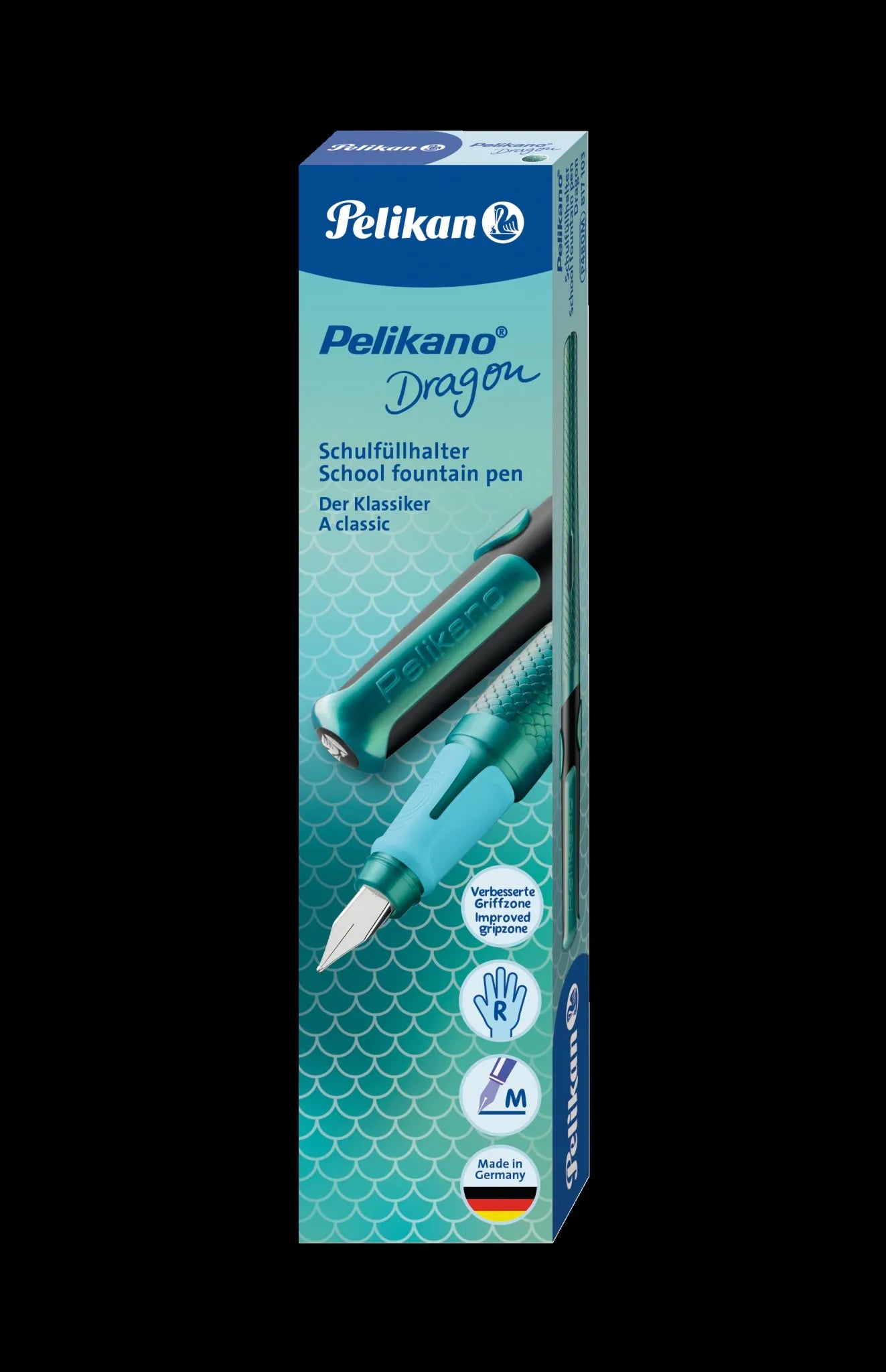 Pelikan Pelikano P480 Dragon Patronenfüller metallic grün, für Rechtshänder