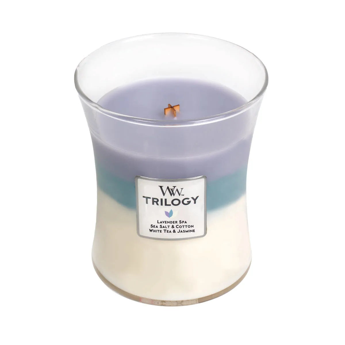 WoodWick Trilogy Calming Retreat Kerze Medium 275g mit knisterndem Docht, Brenndauer bis zu 60 Std