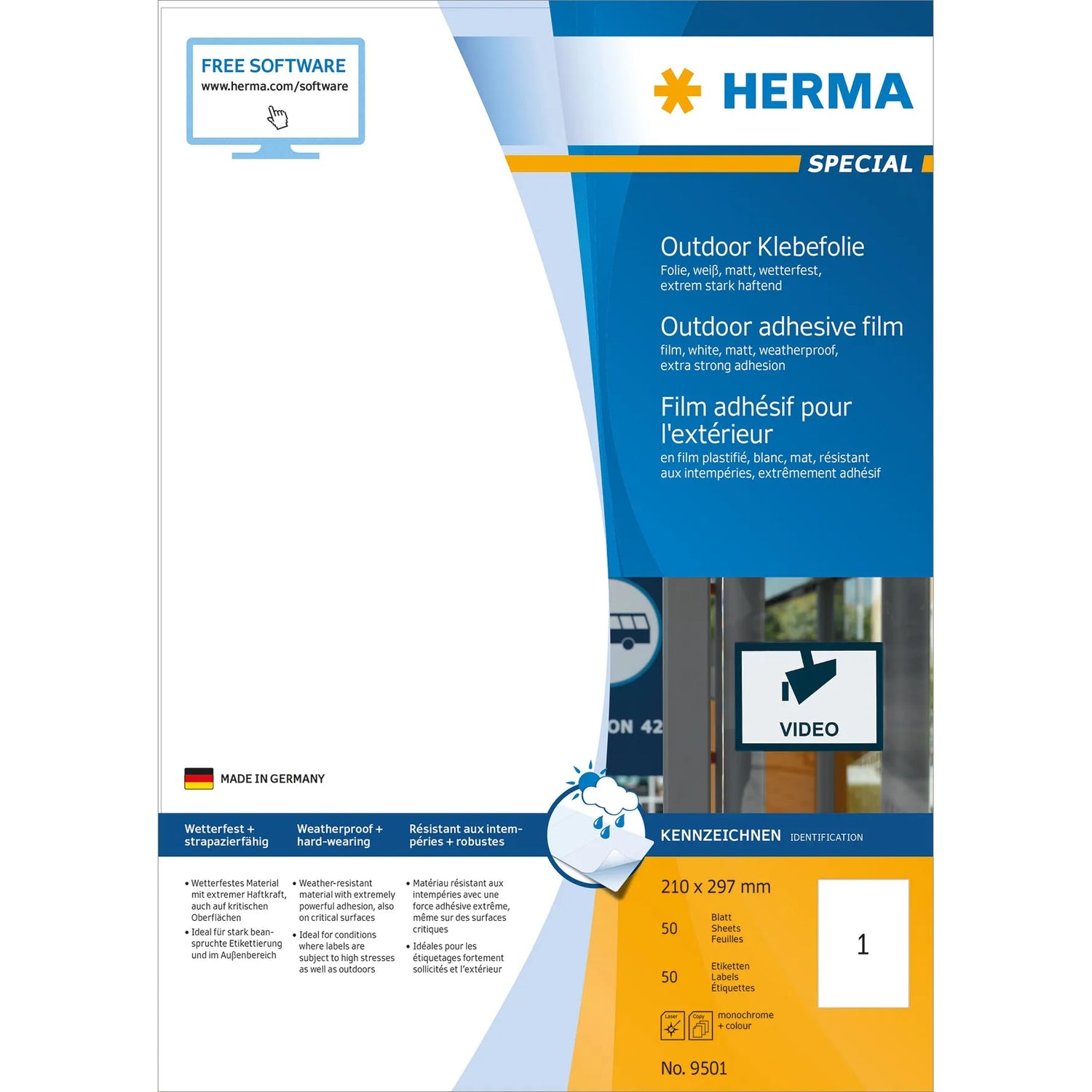 50 HERMA Folien-Kraftklebe-Etiketten 9501 weiß