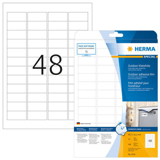 480 HERMA Folien-Kraftklebe-Etiketten 9531 weiß