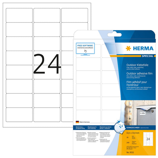 240 HERMA Folien-Kraftklebe-Etiketten 9532 weiß