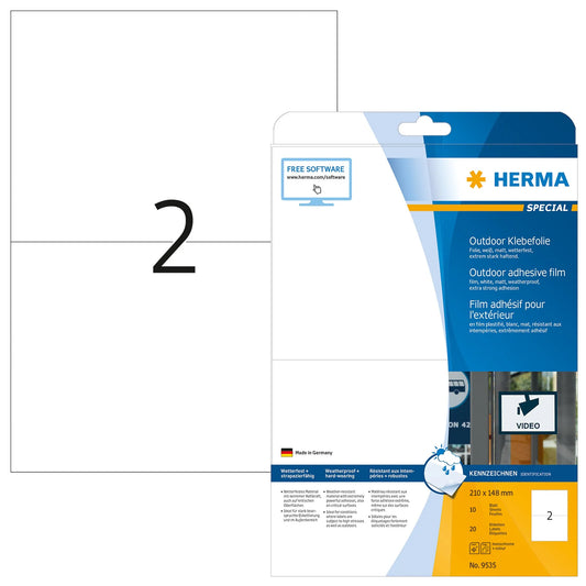 20 HERMA Folien-Kraftklebe-Etiketten 9535 weiß