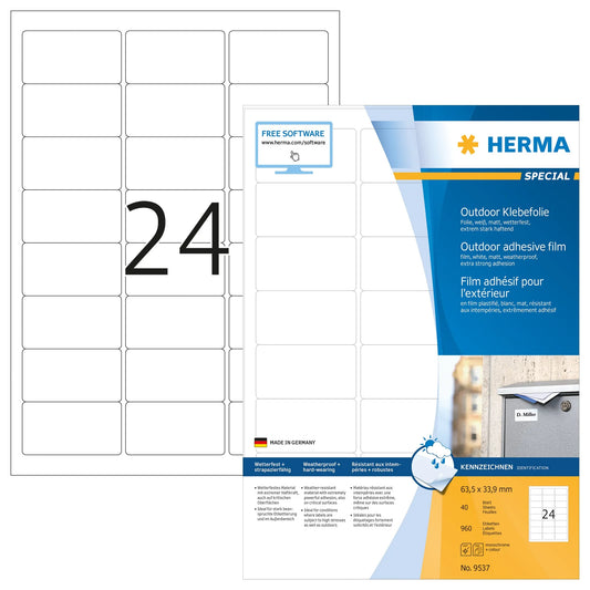 960 HERMA Folien-Kraftklebe-Etiketten 9537 weiß