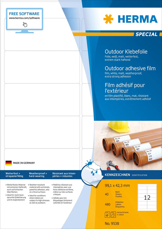 480 HERMA Folien-Kraftklebe-Etiketten 9538 weiß