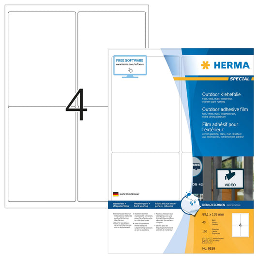 160 HERMA Folien-Kraftklebe-Etiketten 9539 weiß