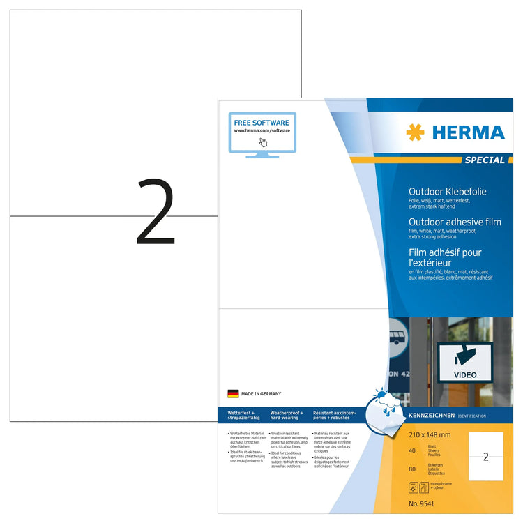 80 HERMA Folien-Kraftklebe-Etiketten 9541 weiß
