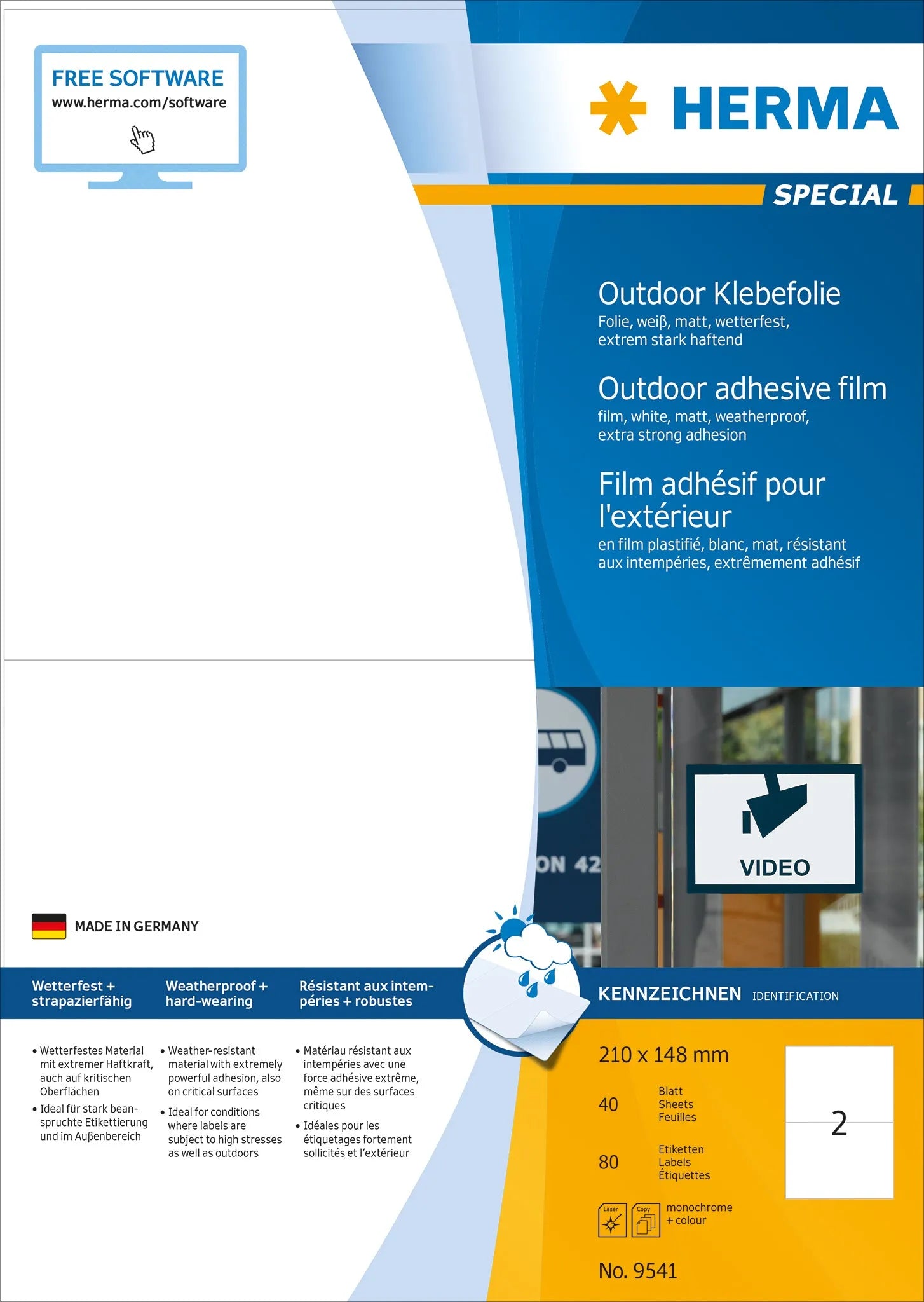 80 HERMA Folien-Kraftklebe-Etiketten 9541 weiß