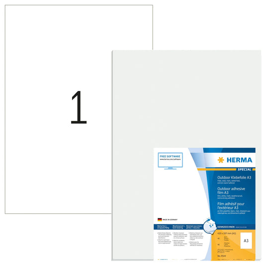 40 HERMA Folien-Kraftklebe-Etiketten 9544 weiß
