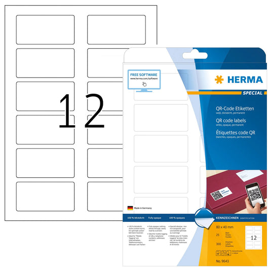 300 HERMA QR-Code-Etiketten 9643 weiß