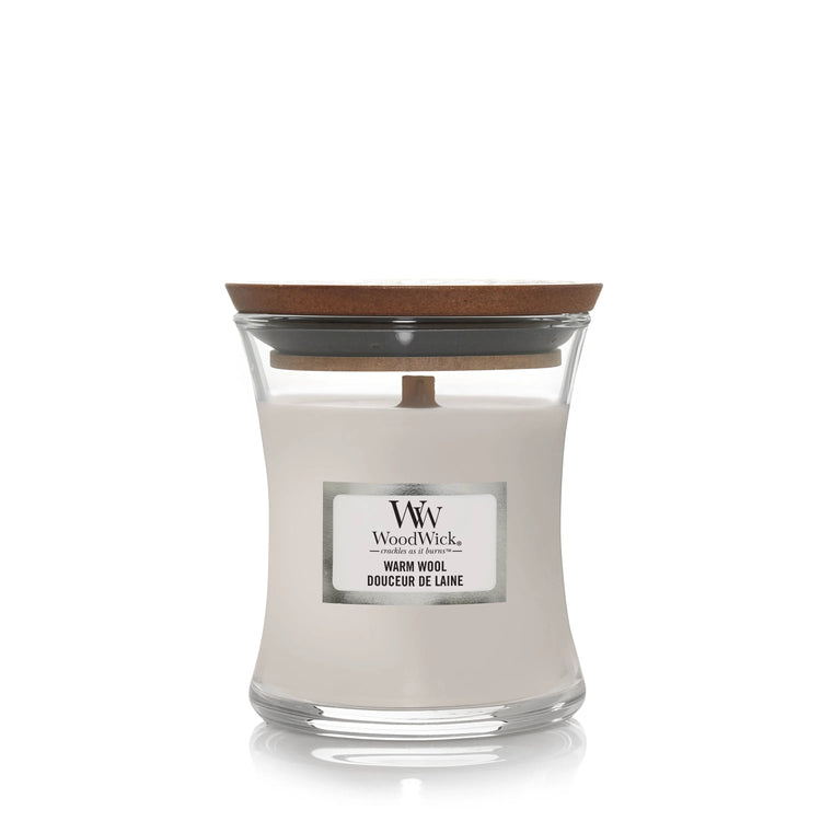 WoodWick Kerze Warm Woll mini 85g  Brenndauer bis zu 20 Std, mit knisterndem Docht