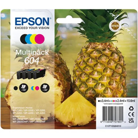 4 EPSON 604/T10G64 schwarz, cyan, magenta, gelb Tintenpatronen