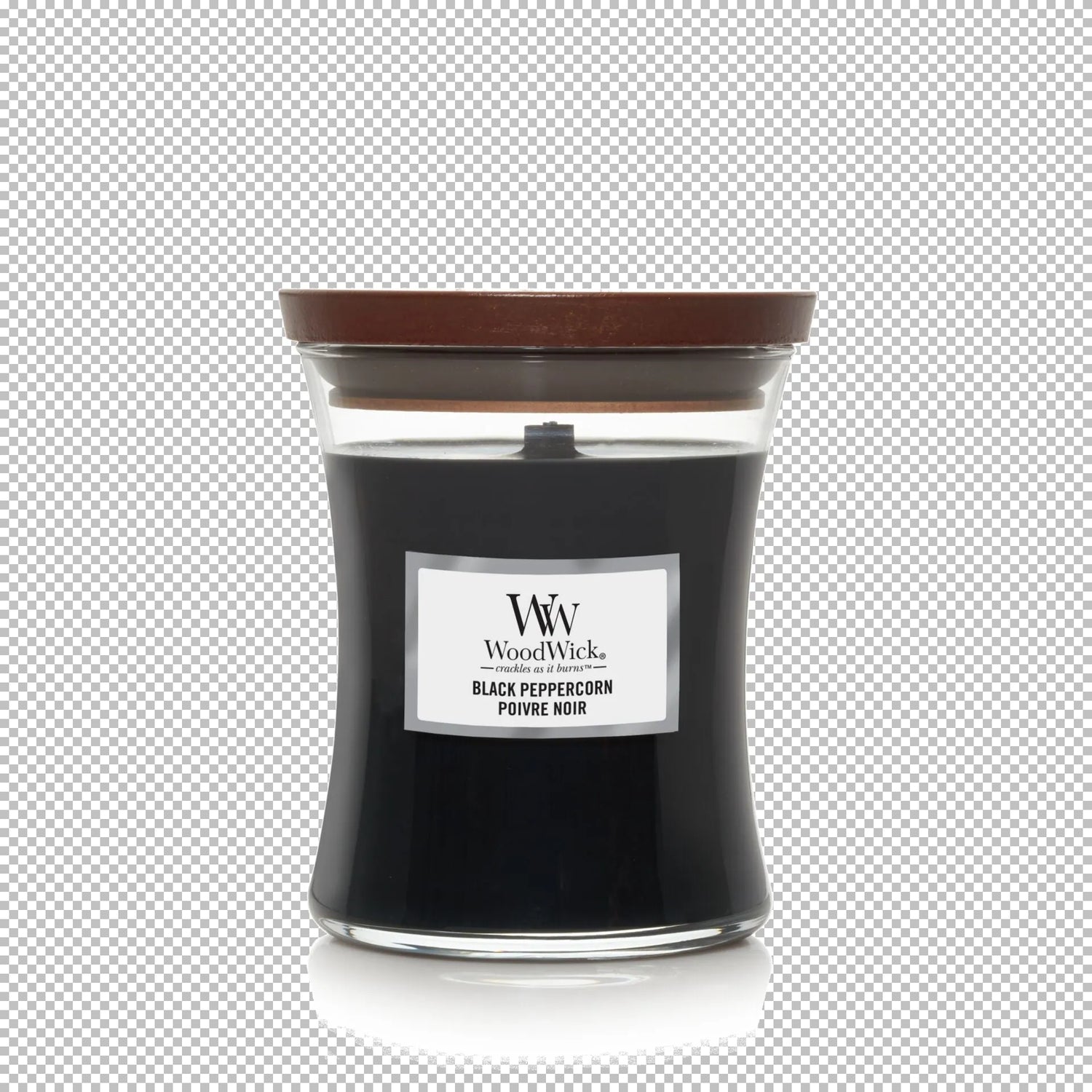 WoodWick knisternde Kerze Black Peppercorn Medium bis zu 60 Std Brenndauer, mit knisternden Docht