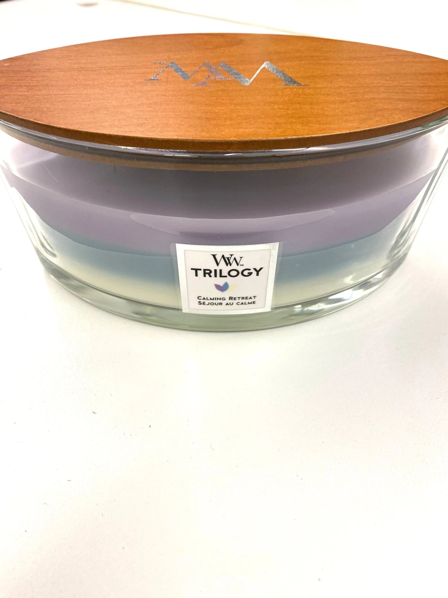 WoodWick Kerze Calming Retreat Trilogy Ellipse mit knisterndem Docht, bis zu 50 Std Brenndauer