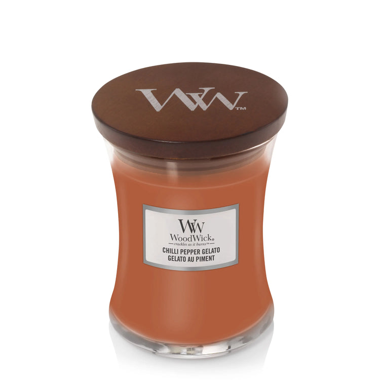 WoodWick Kerze Chilli Pepper Gelato mini mit knisterndem Docht, Brenndauer bis zu 20Std
