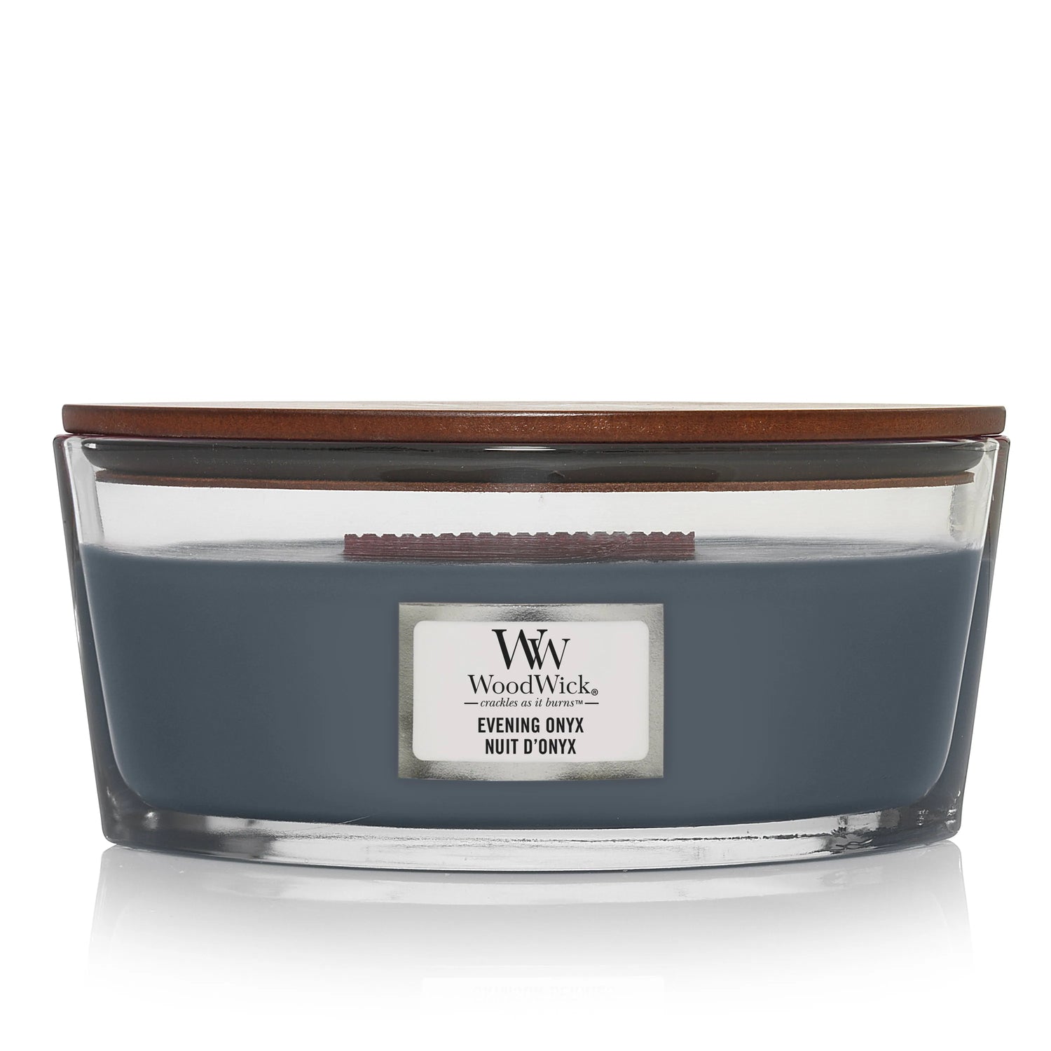 WoodWick Kerze Evening Onyx Ellipse mit knisterndem Docht, bis zu 50 Std Brenndauer