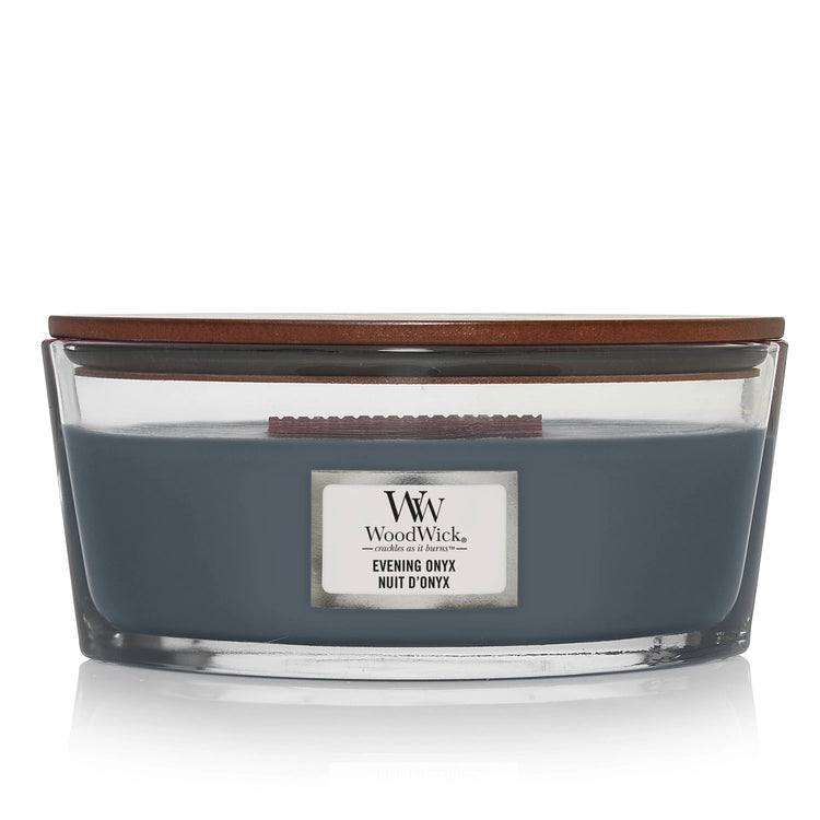 WoodWick Kerze Evening Onyx Ellipse mit knisterndem Docht, bis zu 50 Std Brenndauer