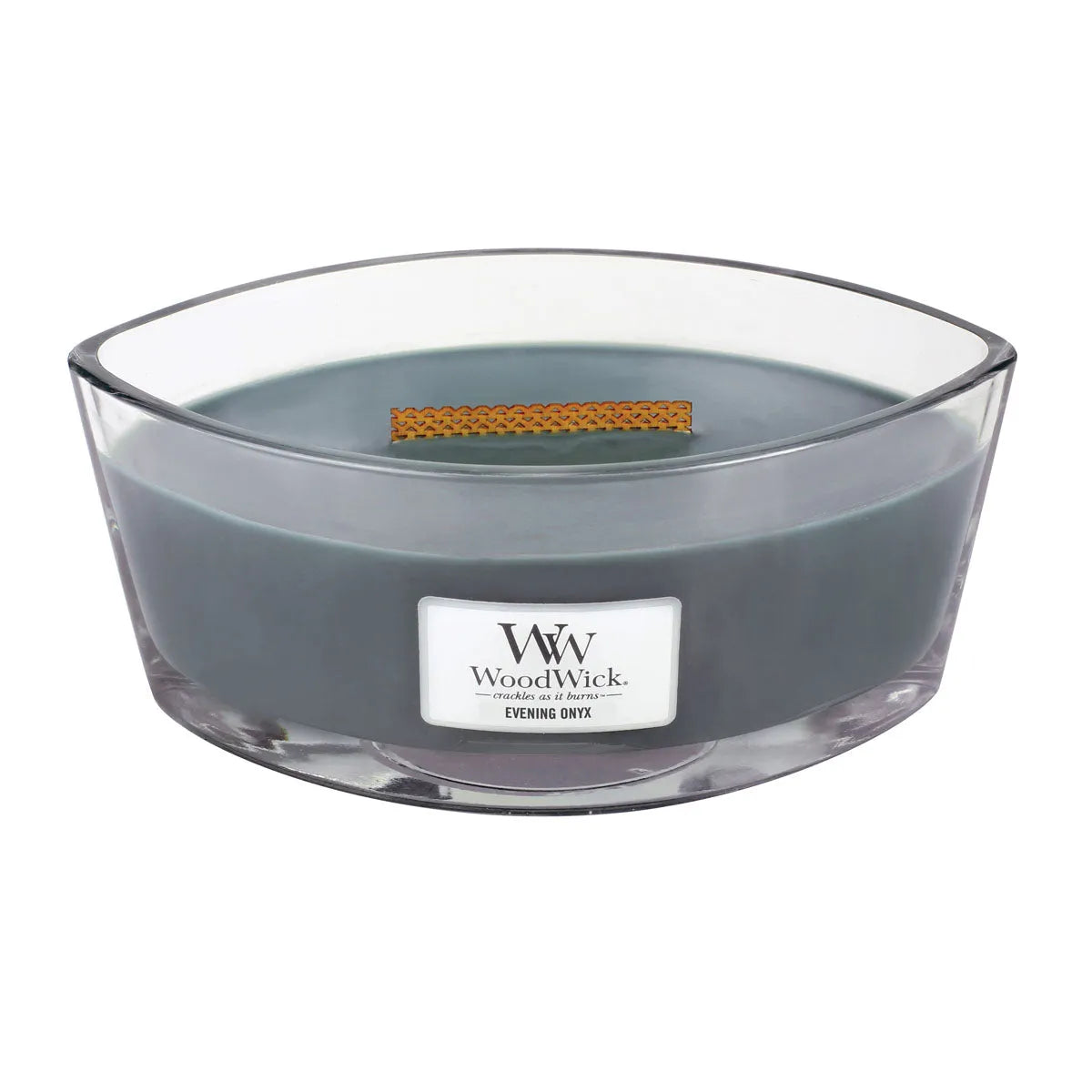 WoodWick Kerze Evening Onyx Ellipse mit knisterndem Docht, bis zu 50 Std Brenndauer
