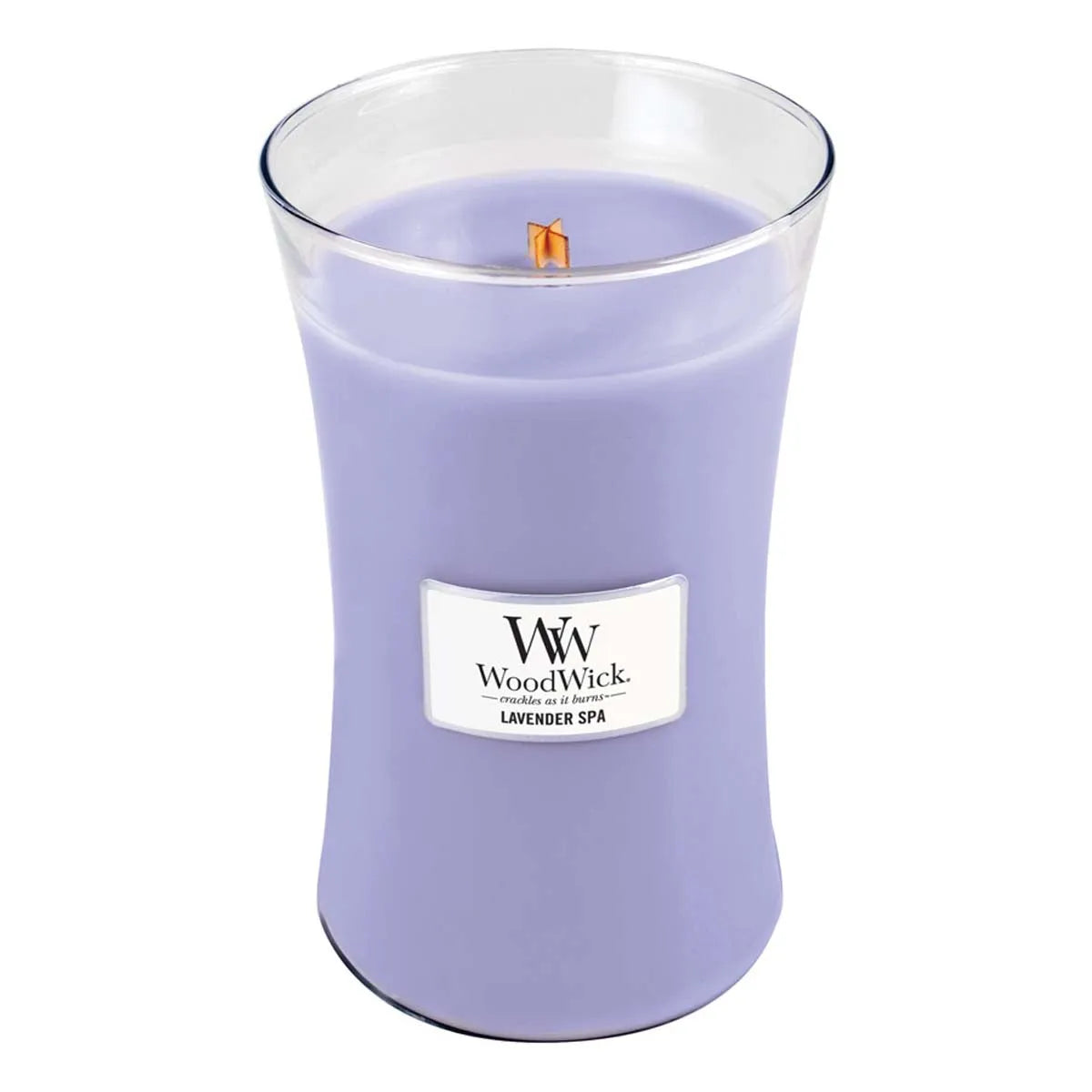 WoodWick Lavender Spa, knisternde Kerze groß, 610g Brenndauer bis zu 130 Std