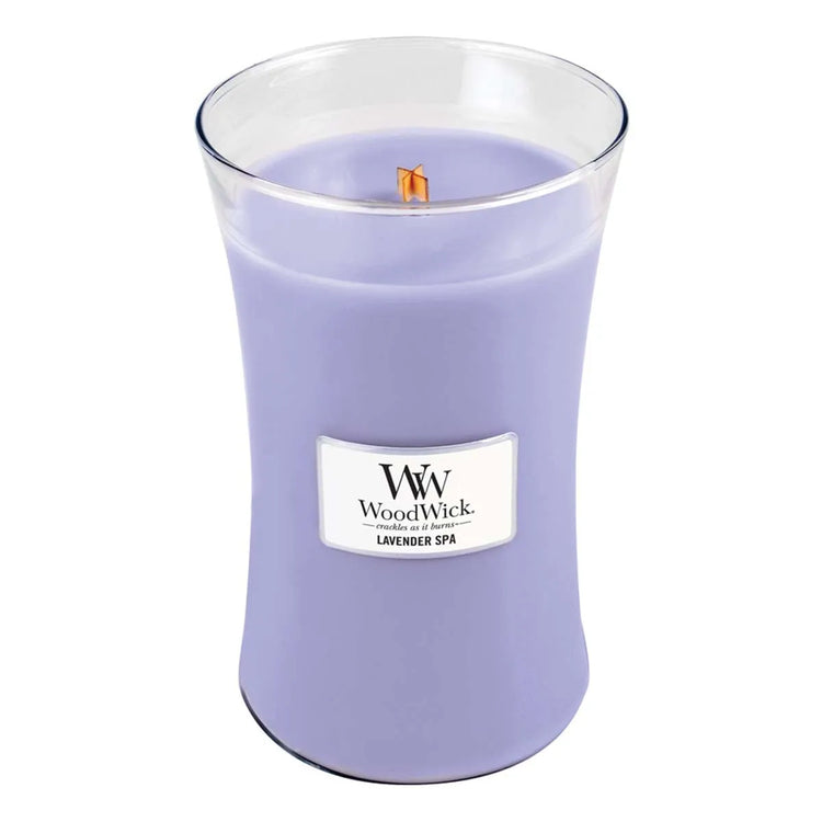 WoodWick Lavender Spa, knisternde Kerze groß, 610g Brenndauer bis zu 130 Std