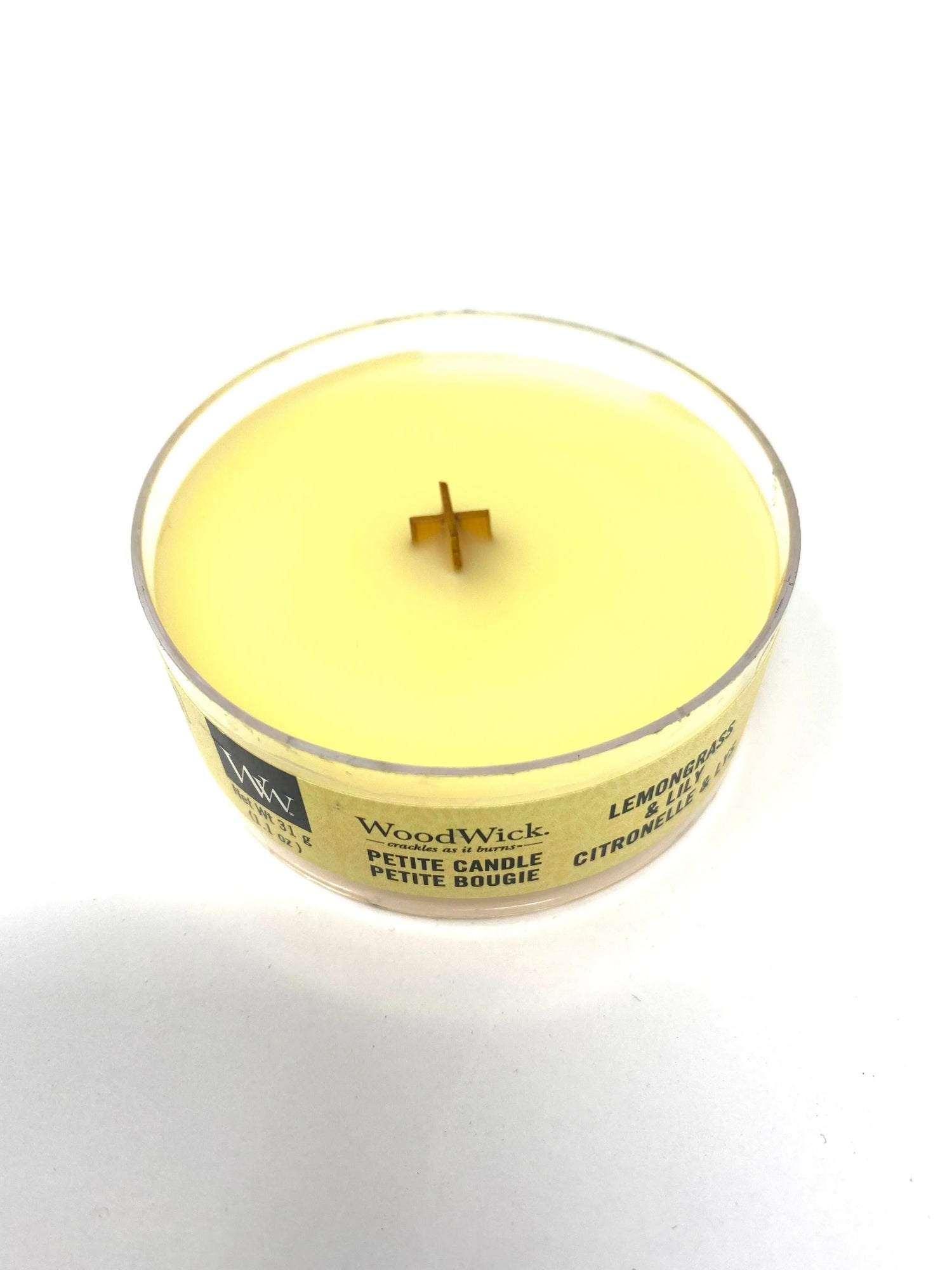 WoodWick Lemongrass & Lily Petite Kerze mini 31g Brenndauer bis zu 8 Std