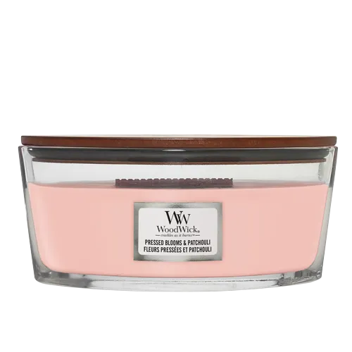 WoodWick Ellipse Kerze mit knisterndem Docht Pressed Blooms Patchouli 454g Inhalt