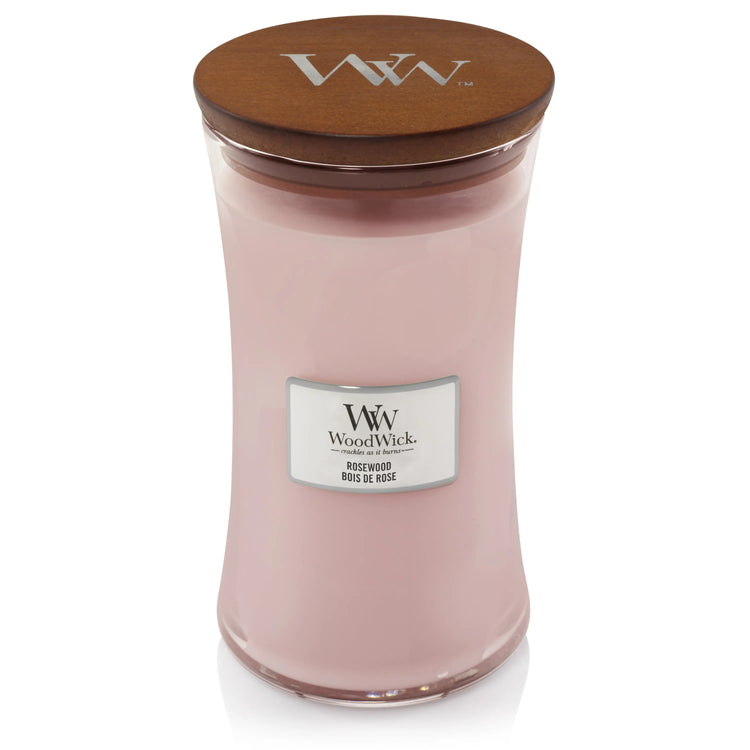 WoodWick Duftkerze Rosewood Large 610g mit knisterndem Docht, bis zu 130 Std. Brenndauer