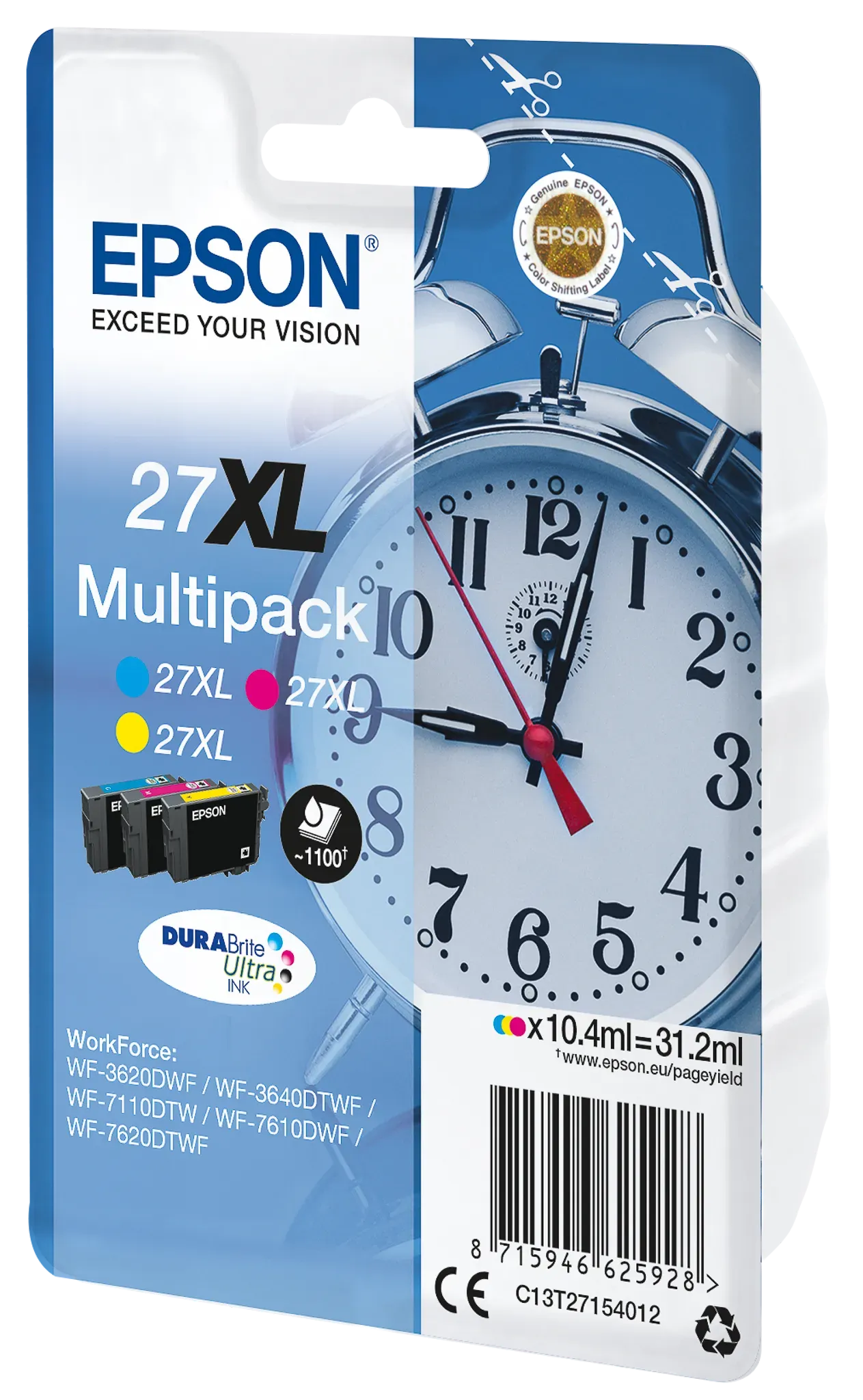 3 EPSON 27XL / T2715XL cyan, magenta, gelb Tintenpatronen