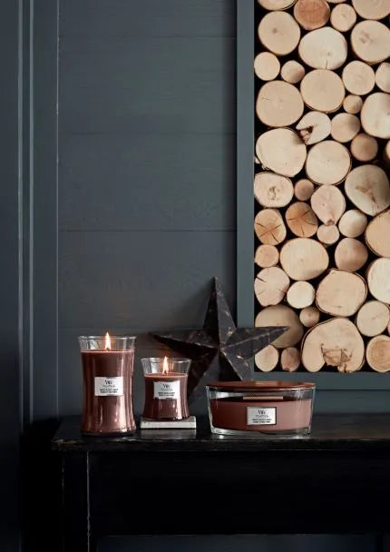 WoodWick Ellipse Duftkerze Smoked Walnut & Maple 454g mit knisterndem Docht, bis zu 50 Std. Brenndauer