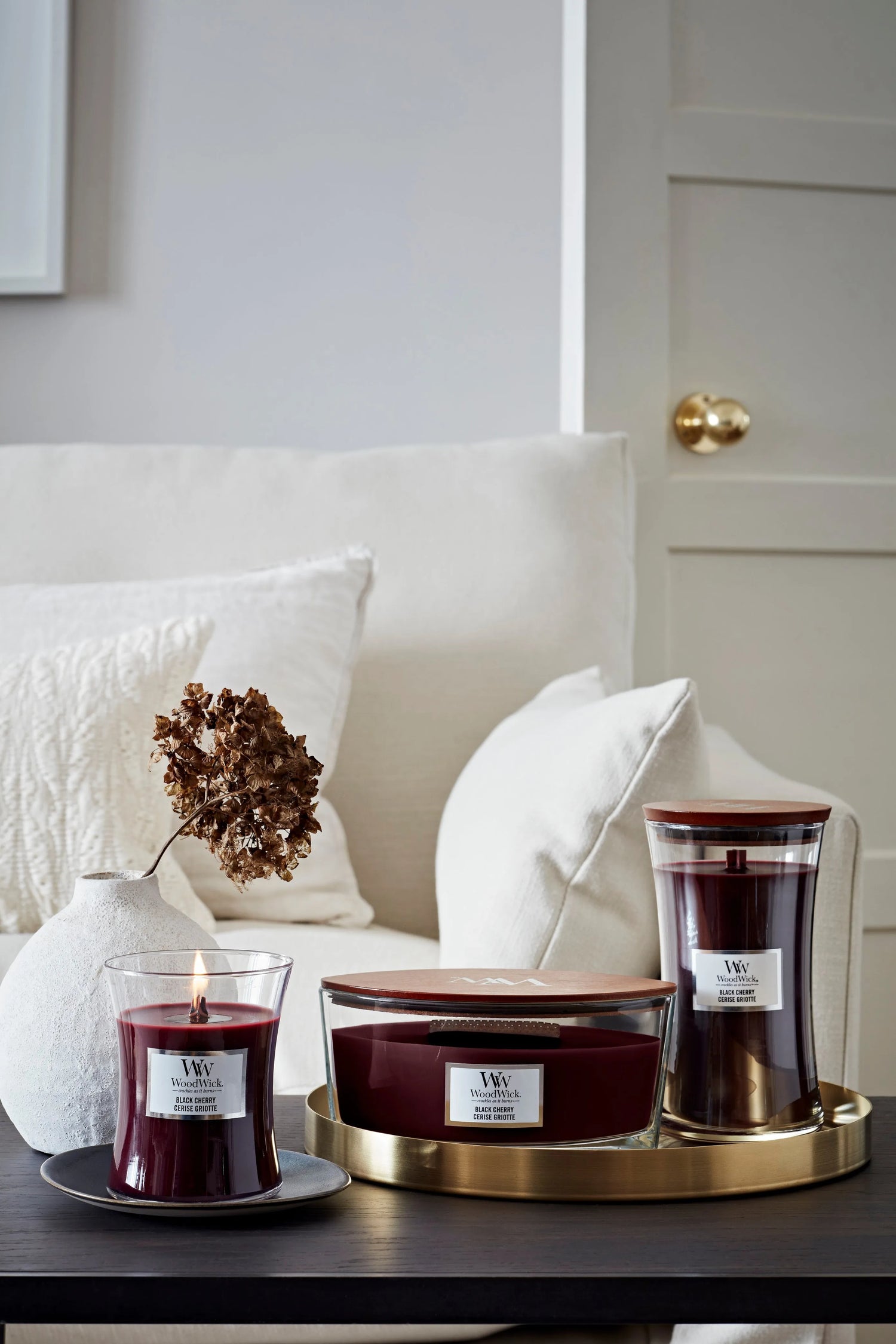 WoodWick knisternde Kerze Black Cherry Medium bis zu 60 Std Brenndauer