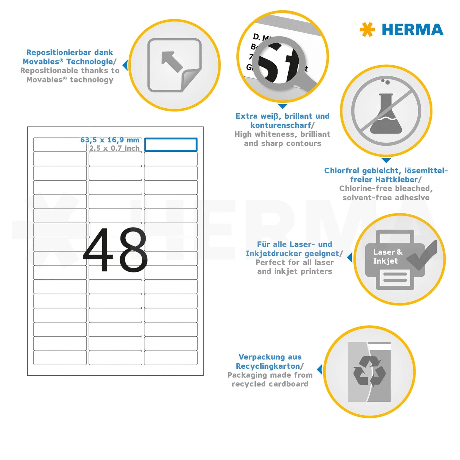 1.200 HERMA Etiketten 10005 weiß