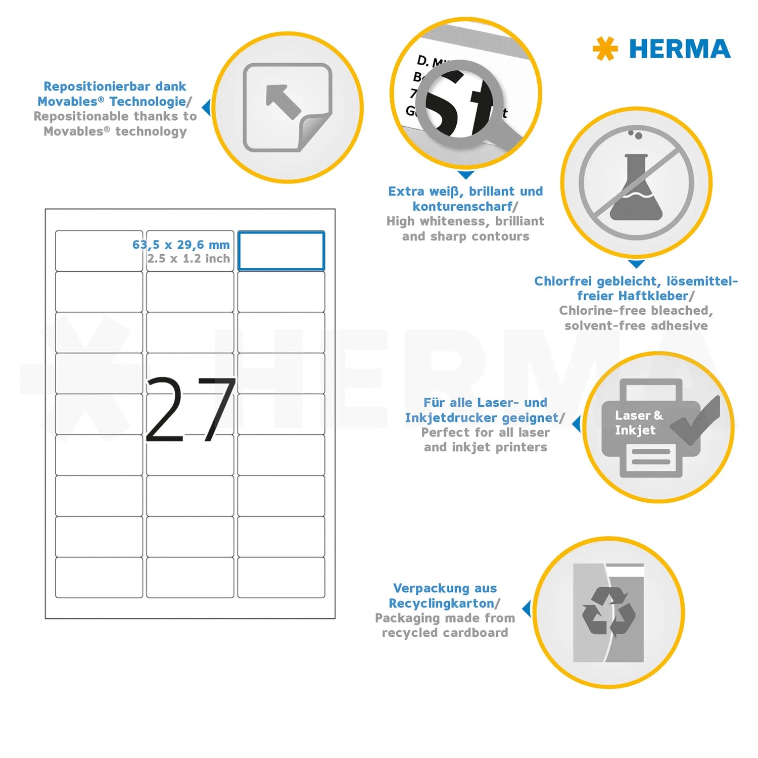 540 HERMA Namensetiketten 4511 weiß