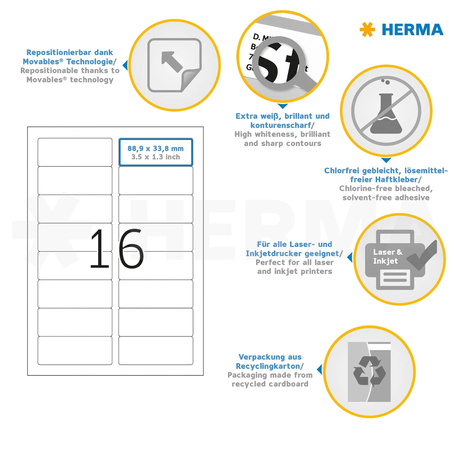 320 HERMA Namensetiketten 4515 weiß
