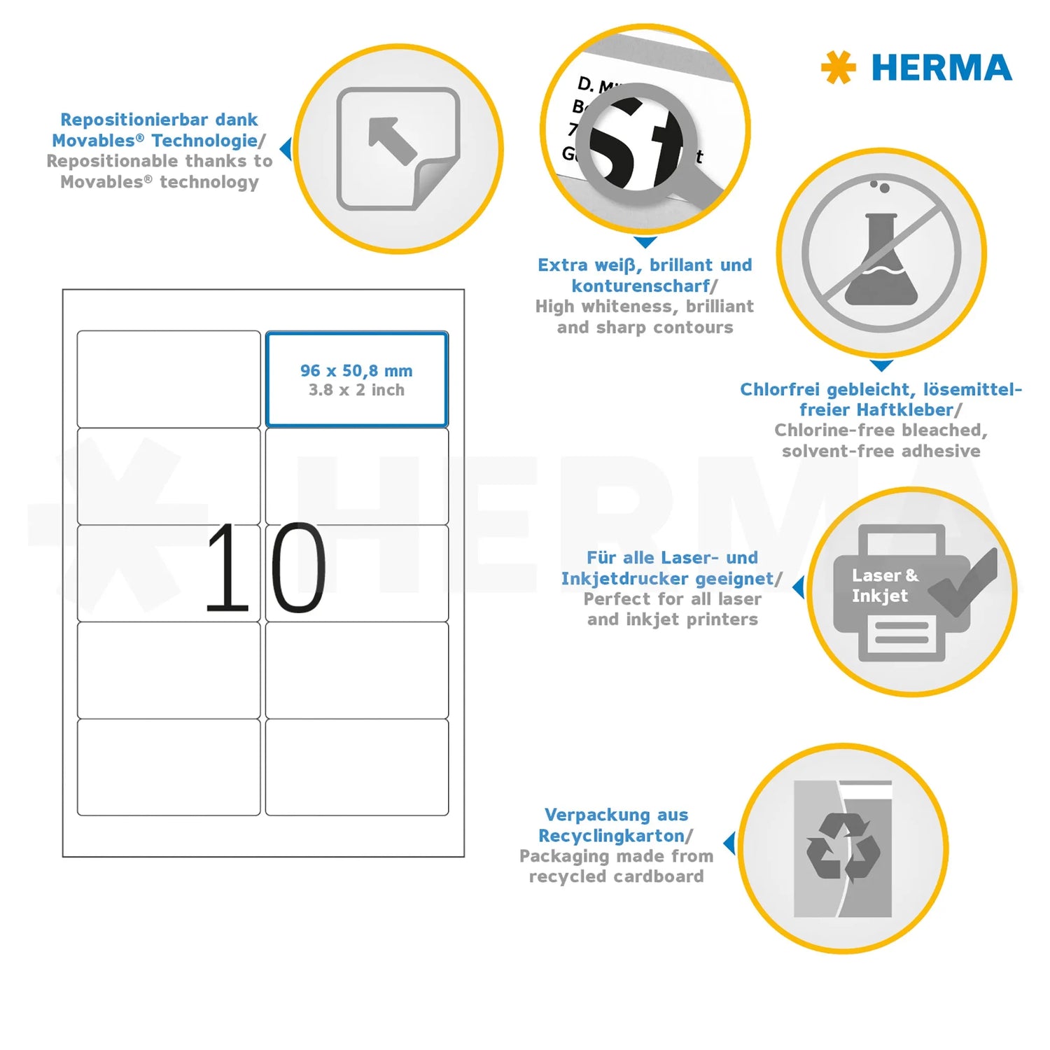 1.000 HERMA Adressetiketten 10307 weiß