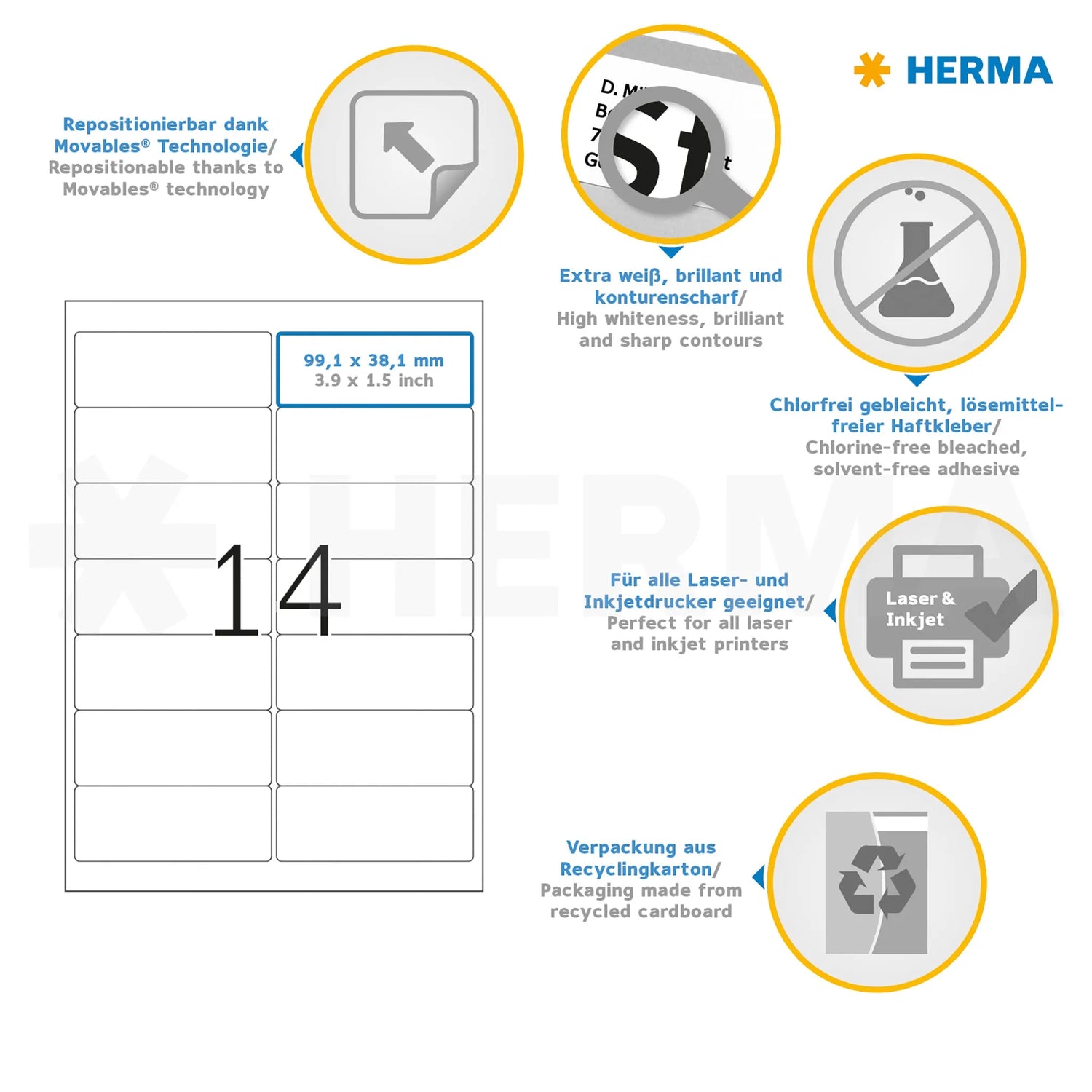 350 HERMA Adressetiketten 10016 weiß
