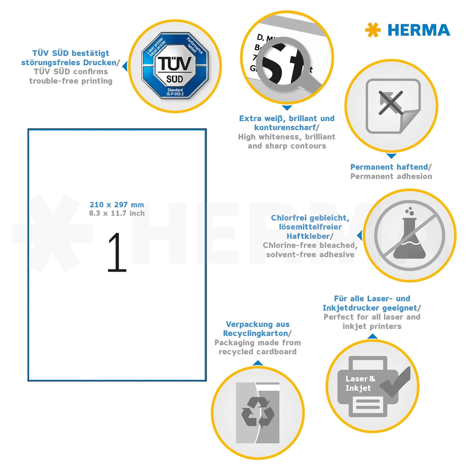 100 HERMA Etiketten 4428 weiß