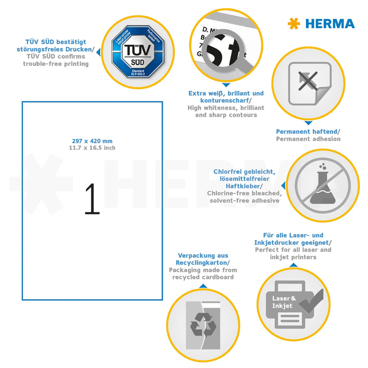 100 HERMA Etiketten 8692 weiß