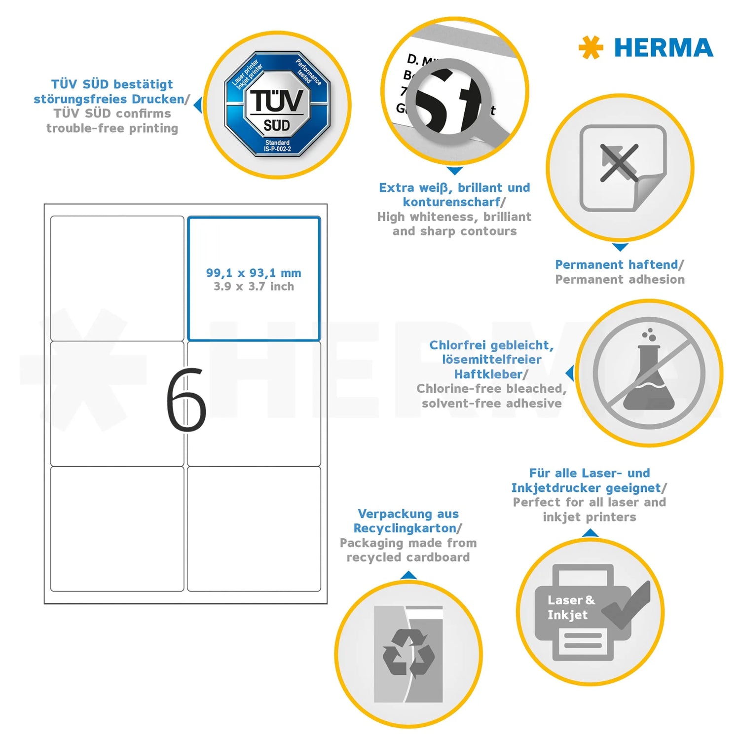 600 HERMA Adressetiketten 4653 weiß