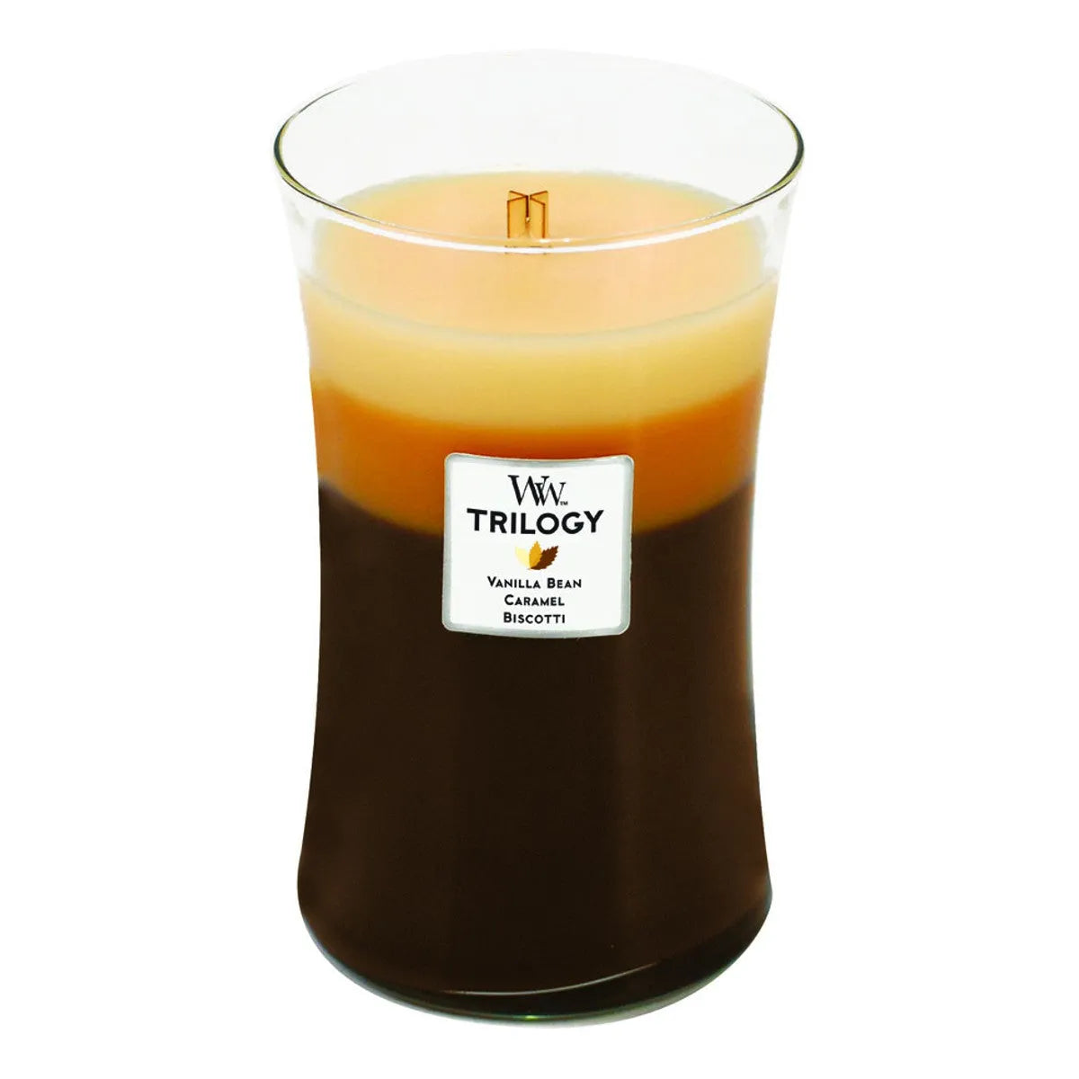 WoodWick Trilogy Cafe Sweets Kerze groß 610g mit knisterndem Docht, Brenndauer bis zu 130 Std