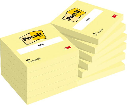 Post-it Notizen Kanariengelb, Packung mit 12 Blöcken, 100 Blatt pro Block, 76 mm x 76 mm, Farbe: Gelb - Selbstklebende Notizzettel für Notizen
