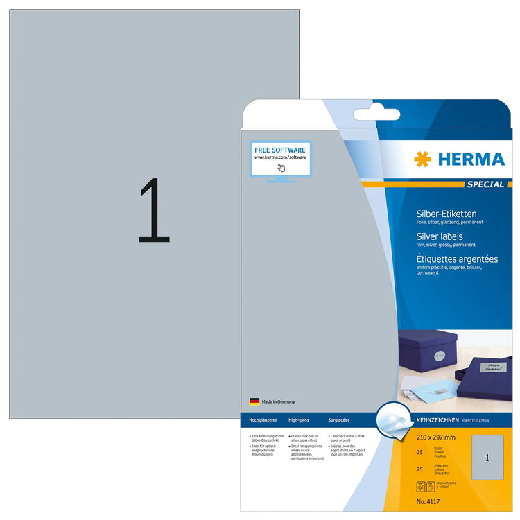 25 HERMA Folienetiketten 4117 silber