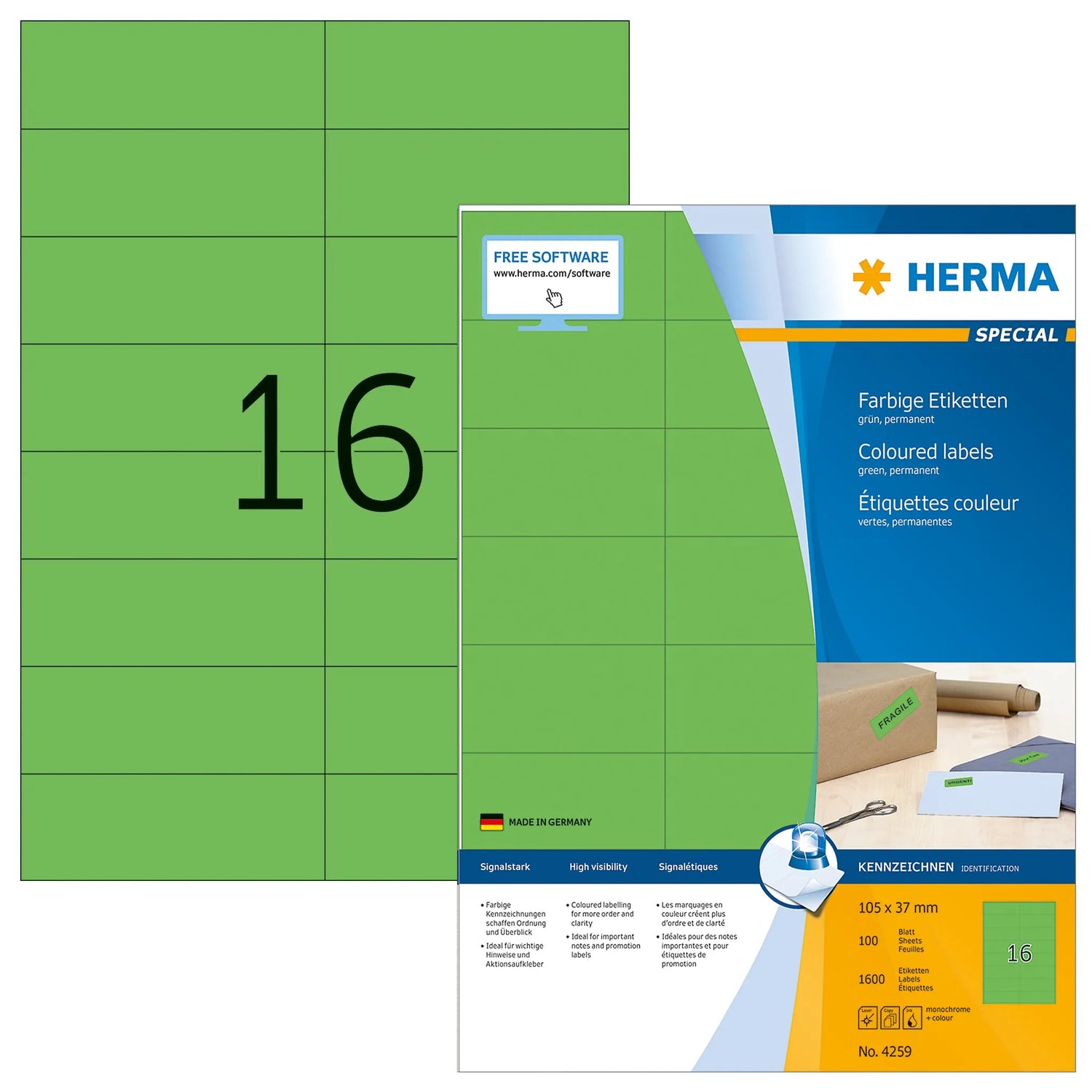 1.600 HERMA Etiketten 4259 grün