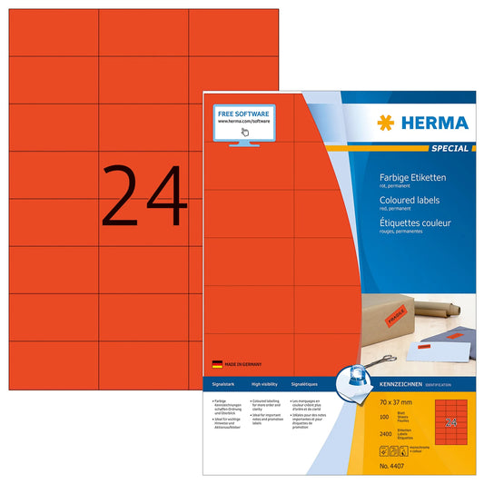2.400 HERMA Etiketten 4407 rot