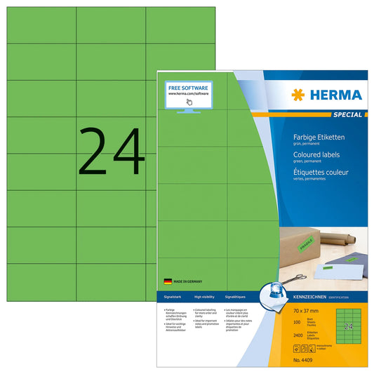 2.400 HERMA Etiketten 4409 grün