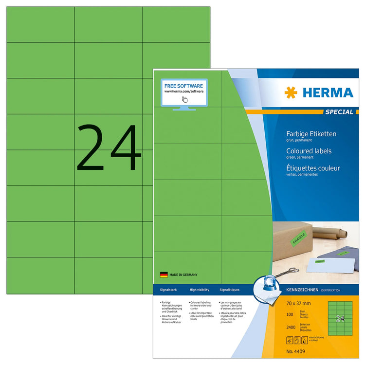 2.400 HERMA Etiketten 4409 grün