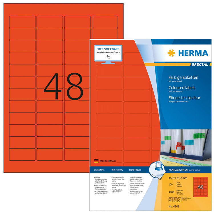 4.800 HERMA Etiketten 4545 rot