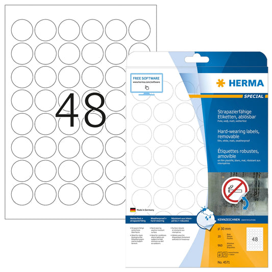 960 HERMA wetterfeste Folienetiketten 4571 weiß