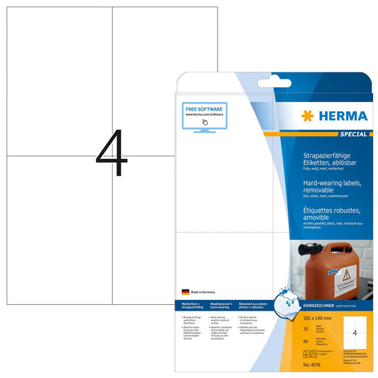 80 HERMA wetterfeste Folienetiketten 4576 weiß