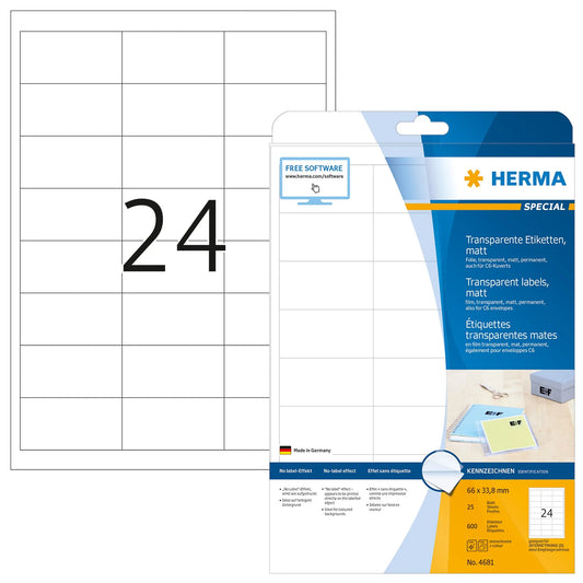 600 HERMA Folienetiketten 4681 transparent