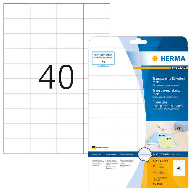 1.000 HERMA Folienetiketten 4684 transparent