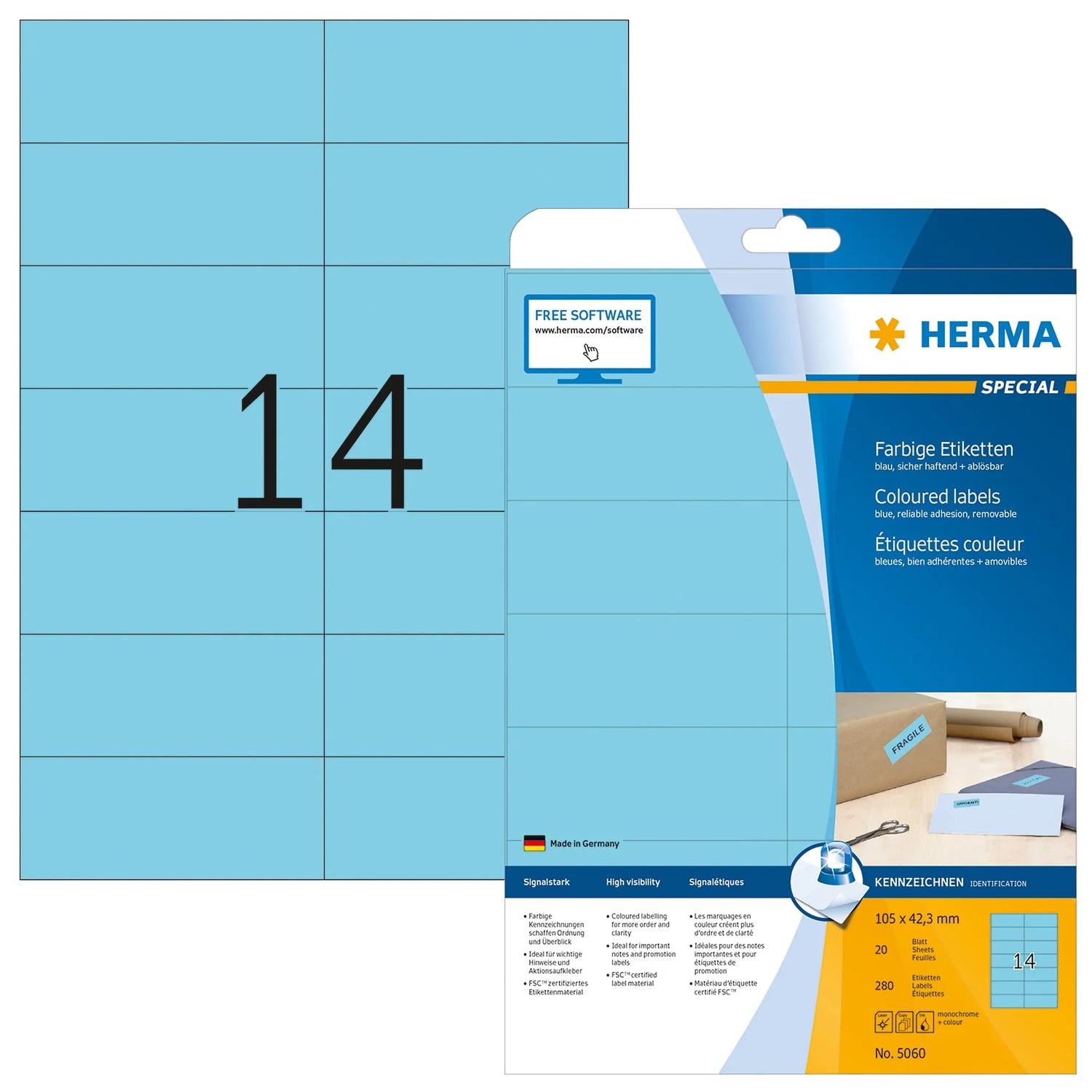 280 HERMA Etiketten 5060 blau